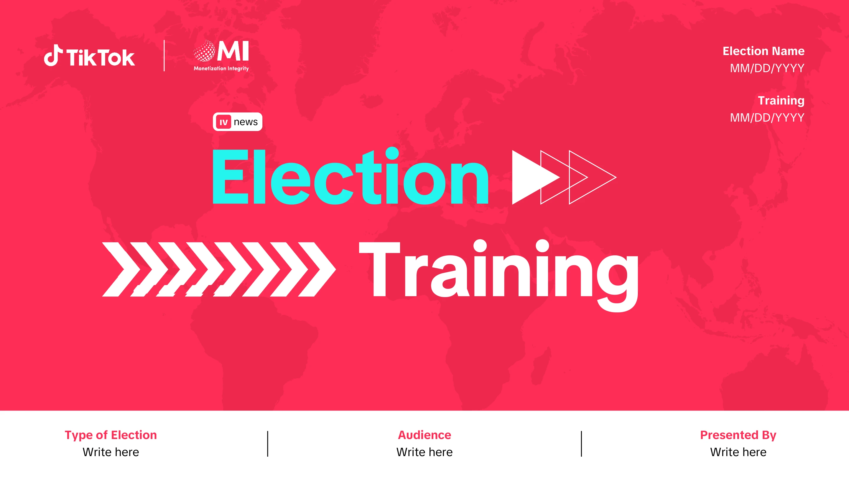 Slide 1 of the election training template deck.